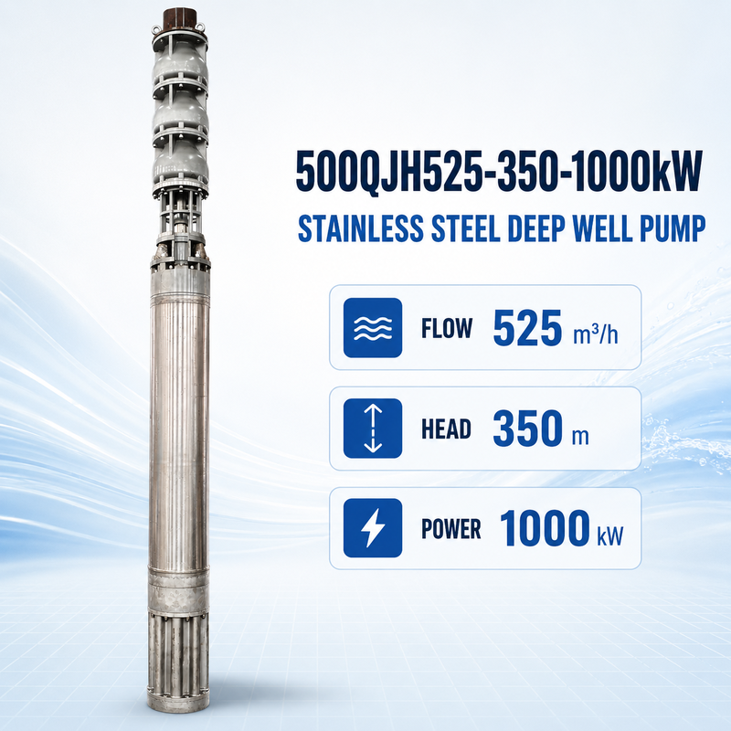 525 m3/h প্রবাহ 350 m মাথা 1000 kW পাওয়ার স্টেইনলেস স্টীল গভীর কূপ ডুবন্ত সমুদ্রের জল পাম্প