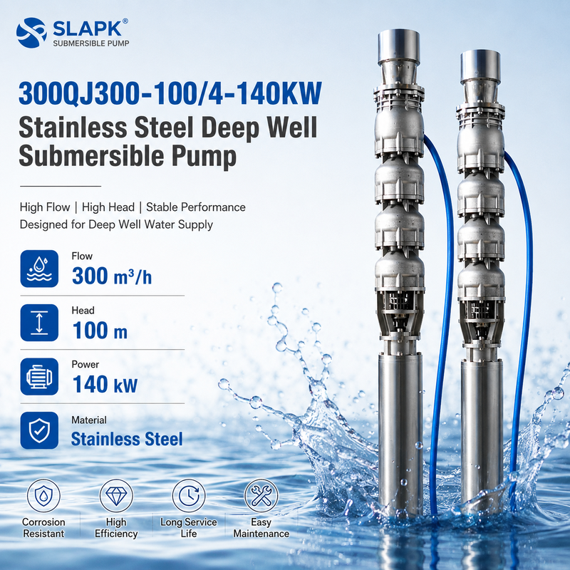 300 m3/h উচ্চ প্রবাহ 100 m হেড 140 kW মটর গভীর ভাল সমুদ্রের জল অ্যাপ্লিকেশন জন্য ডুবন্ত পাম্প